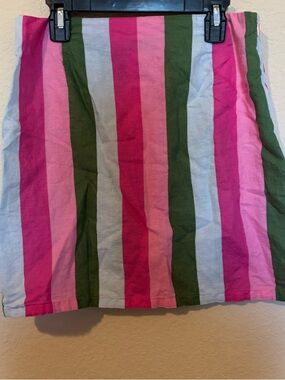 Zara Striped Mini Skirt Striped Pattern Pink Green Blue Size Medium